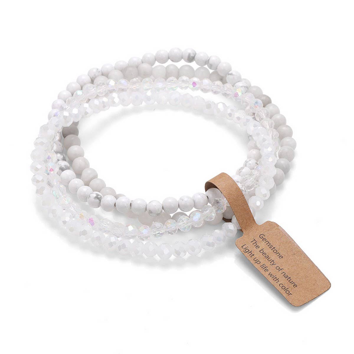 CWAJE4304_GLASS BEAD STONE BEADED FOUR-PIECE BRACELET