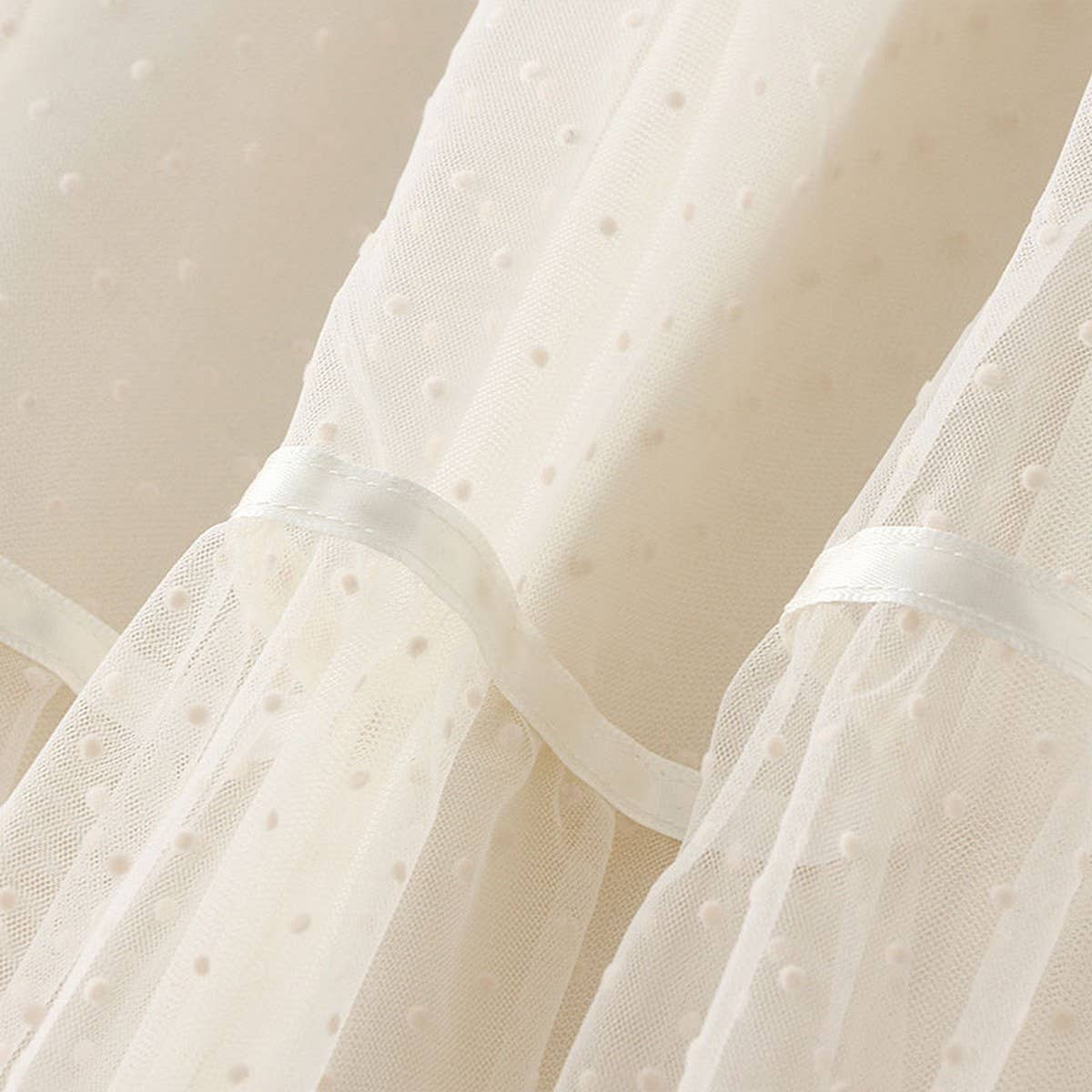 Lace Ruffle Trim Polka Dot Tulle Skirt