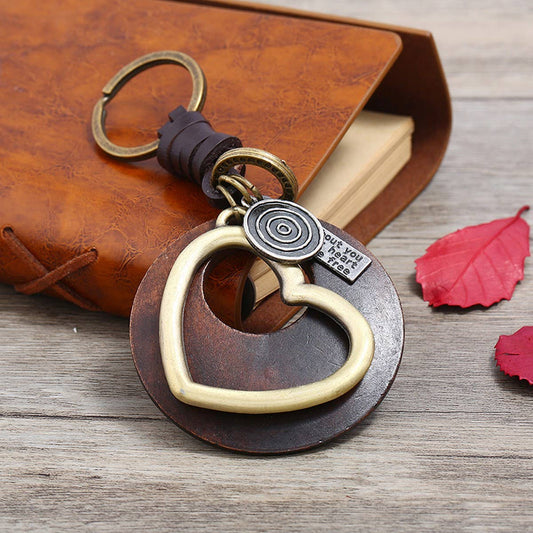 NEW RETRO STYLE LOG HEART PENDANT KEYCHAIN