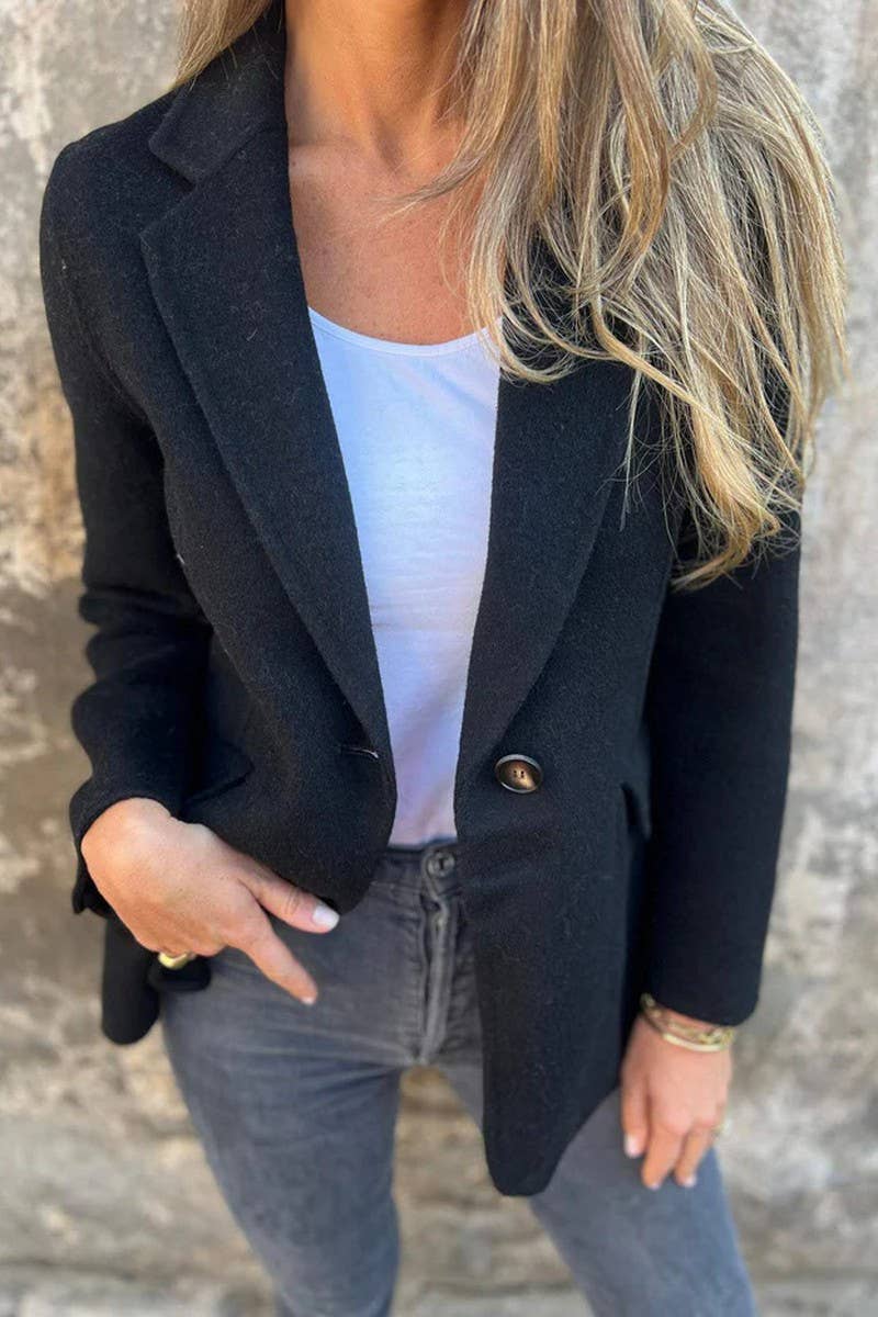 CWOCO00208_CASUAL SOLID COLOR LAPEL WOOLEN COAT