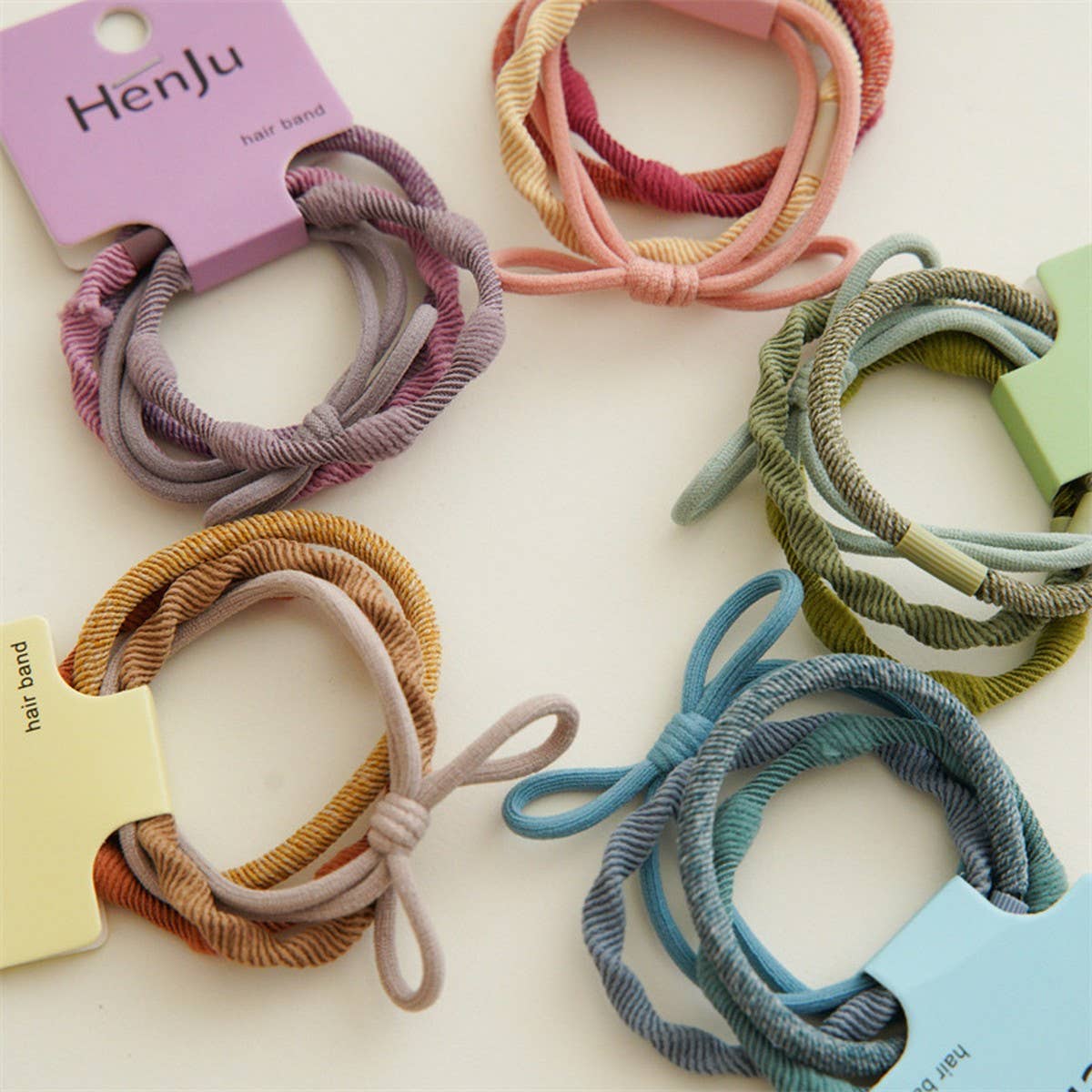 4 PIECES OF CANDY-COLORED SIMPLE HAIR TIES_CWAHA1130