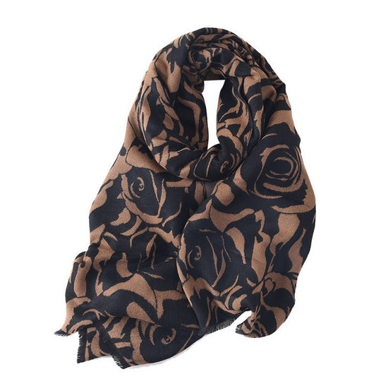 Rose Print Shawl Scarf ? Soft Warm Elegant Wrap