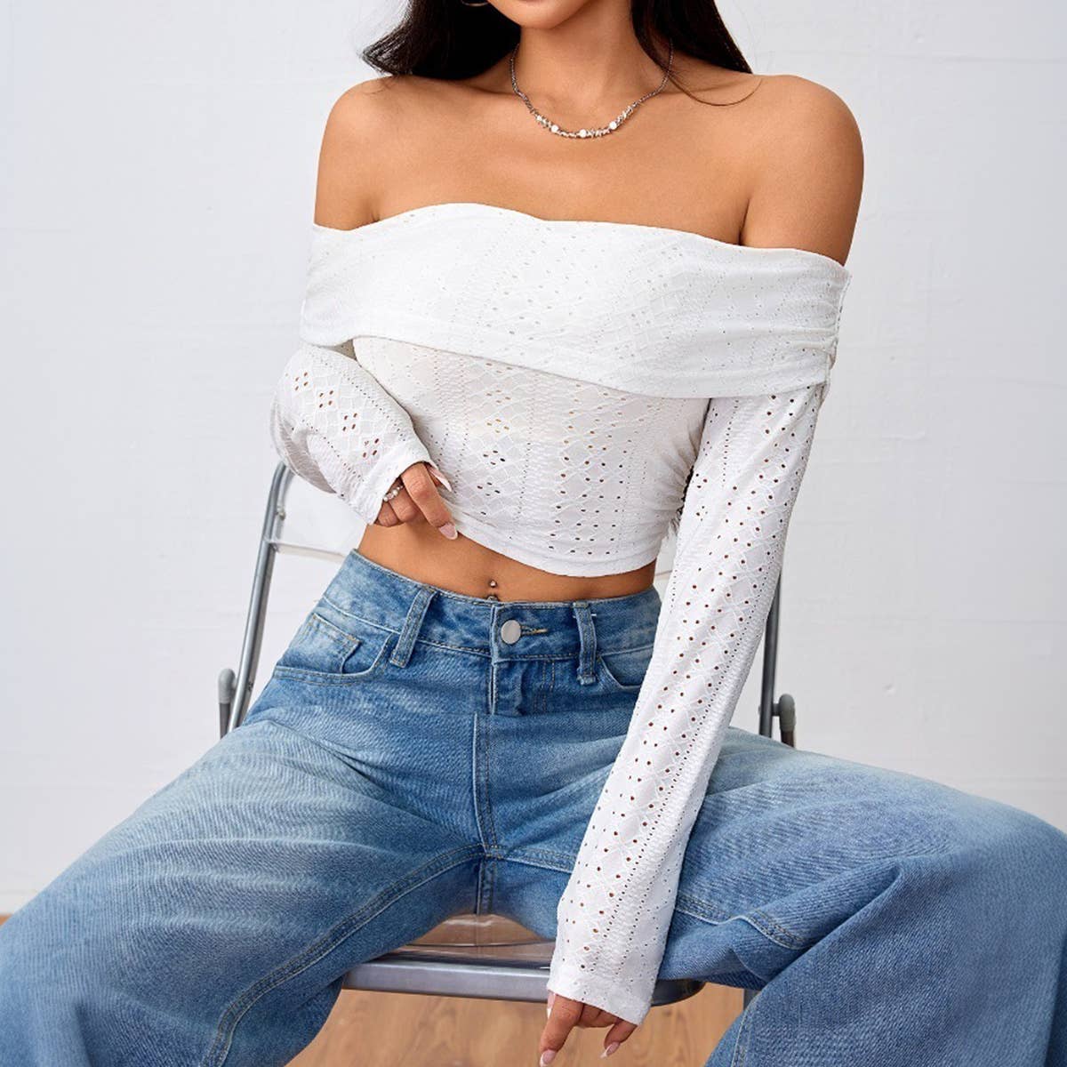 Women¡¯s Sweet & Sexy Off-Shoulder Crop Top