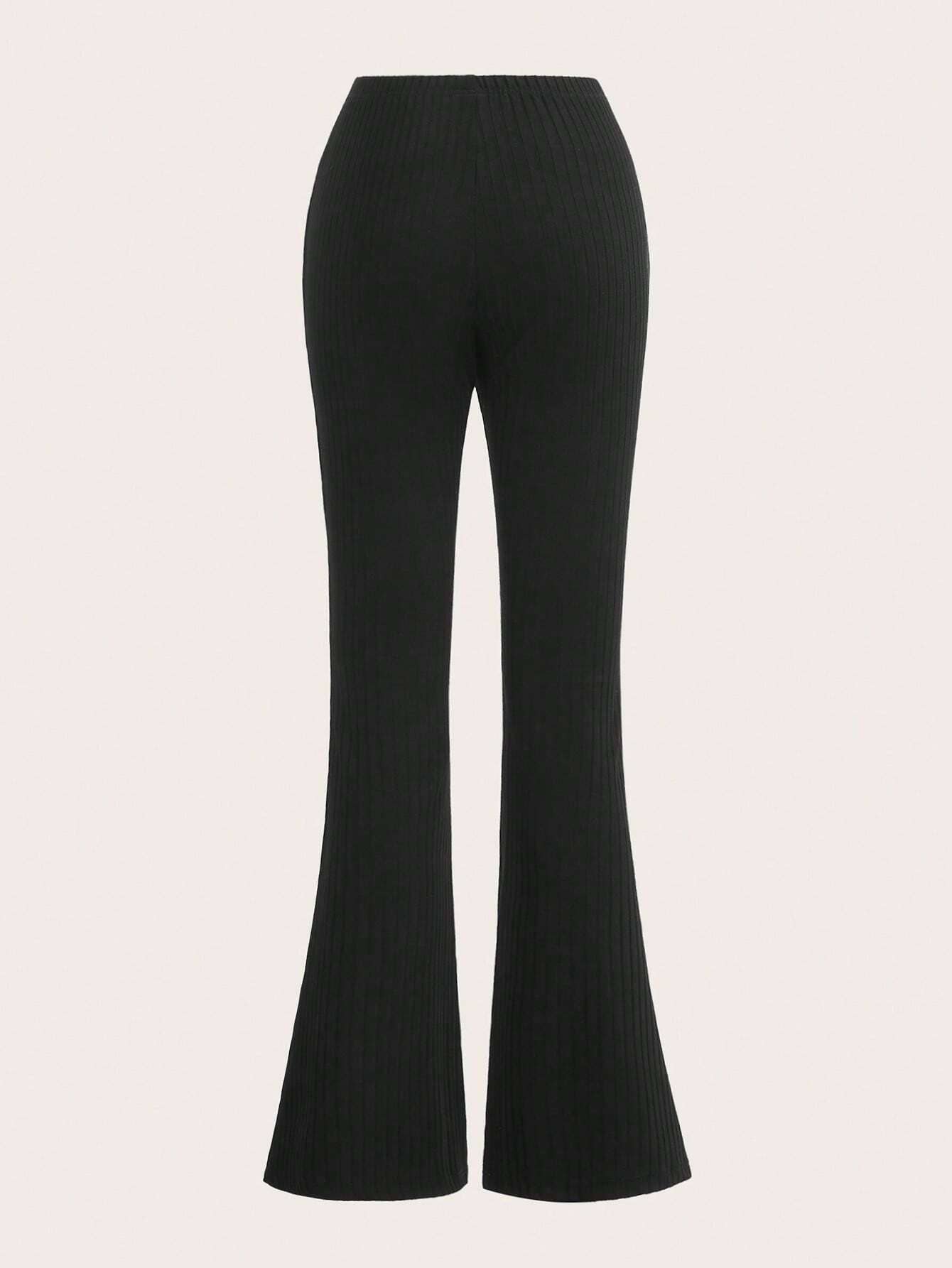 DRAWSTRING LOW-RISE STRETCH SLIM FLARED PANTS