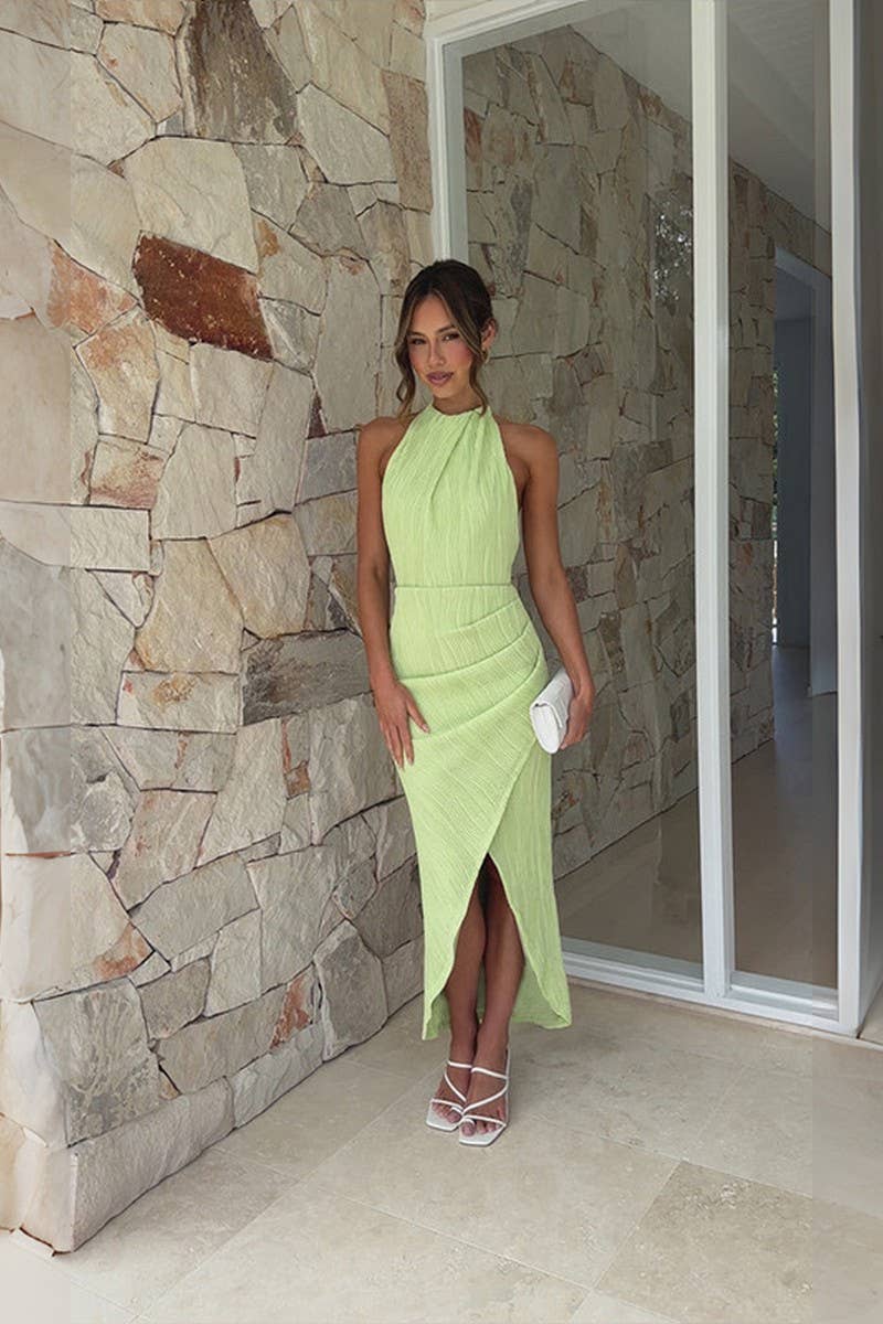 CWDMD1609_HALTER NECK SLIM FIT MAXI DRESS