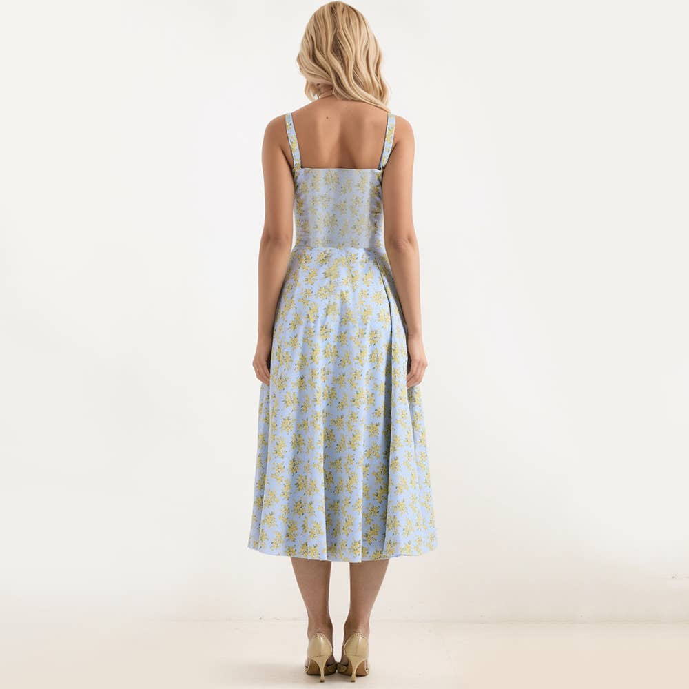 Backless Tie Strap Printed Sleeveless Dress