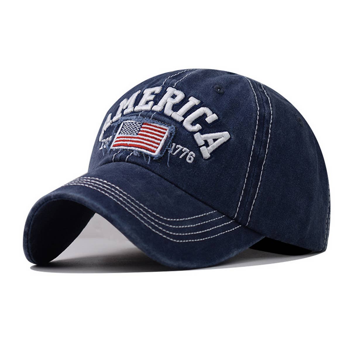 Cotton Washed Flag Embroidered Baseball Cap CWAH1375