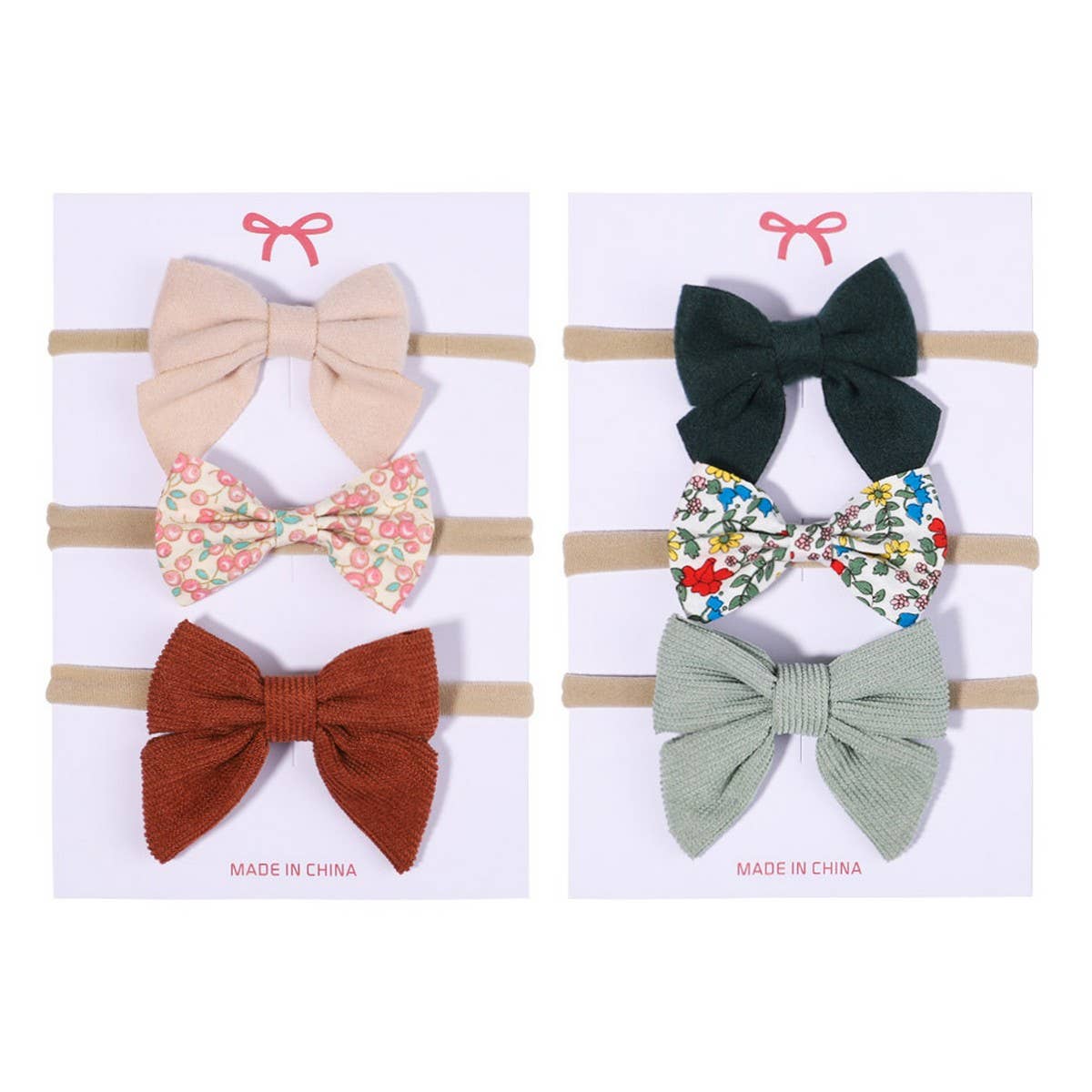 Corduroy Bow Baby Headband Set for Girls