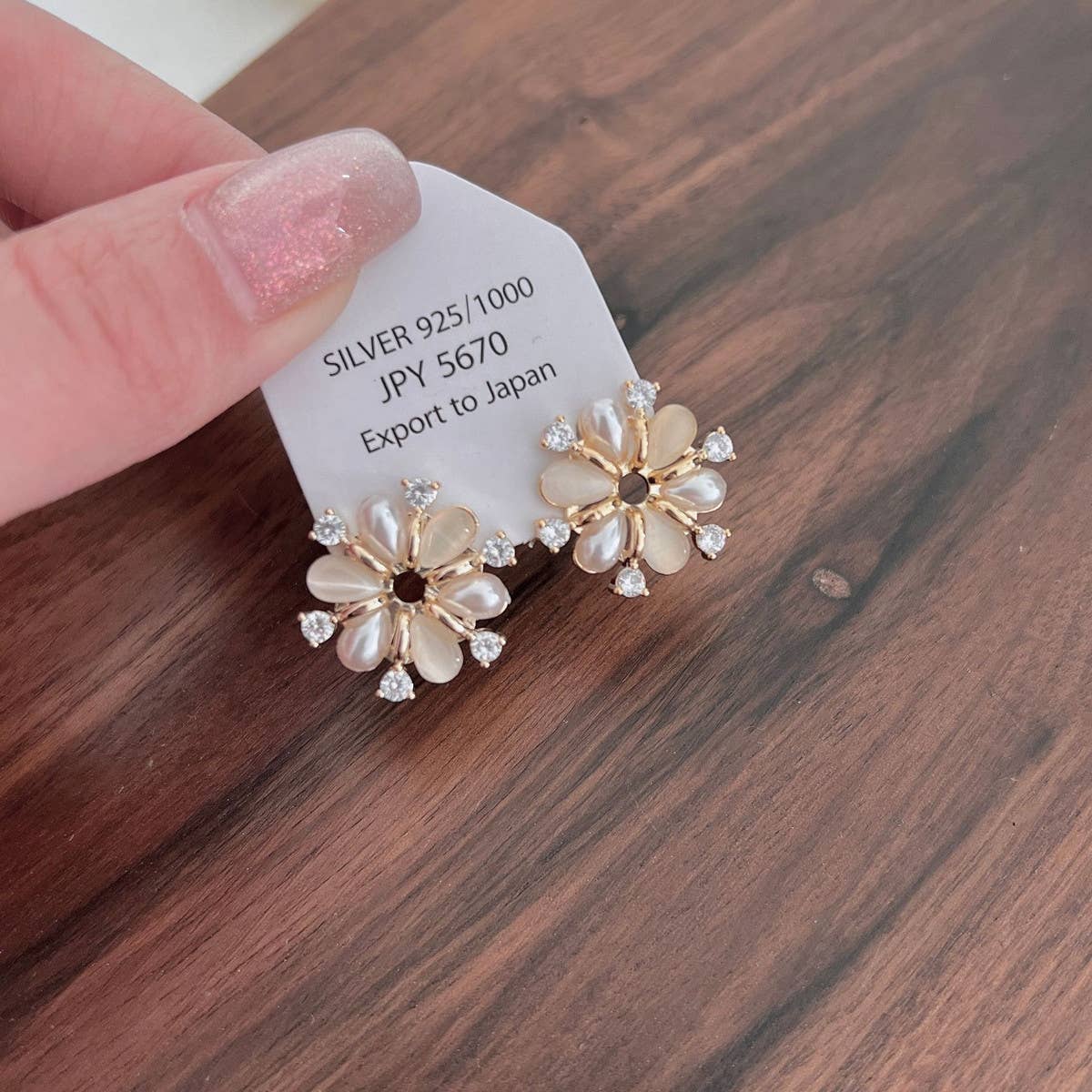 FASHIONABLE FLOWER ZIRCON STUD EARRINGS