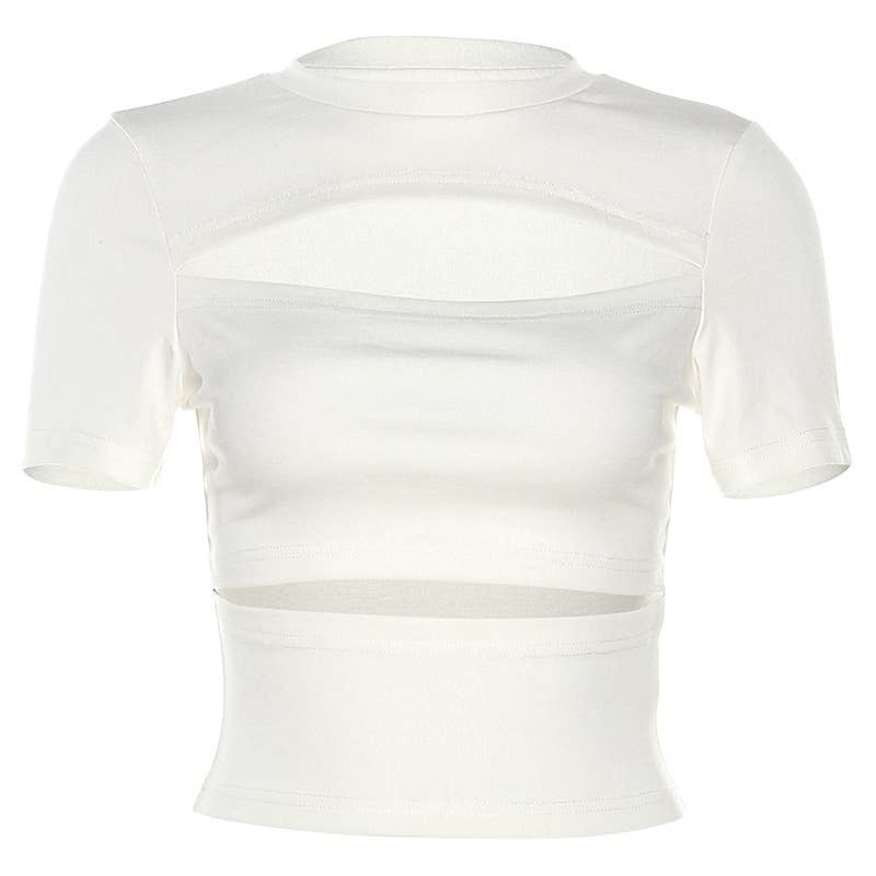 Solid color slim fit cropped tee