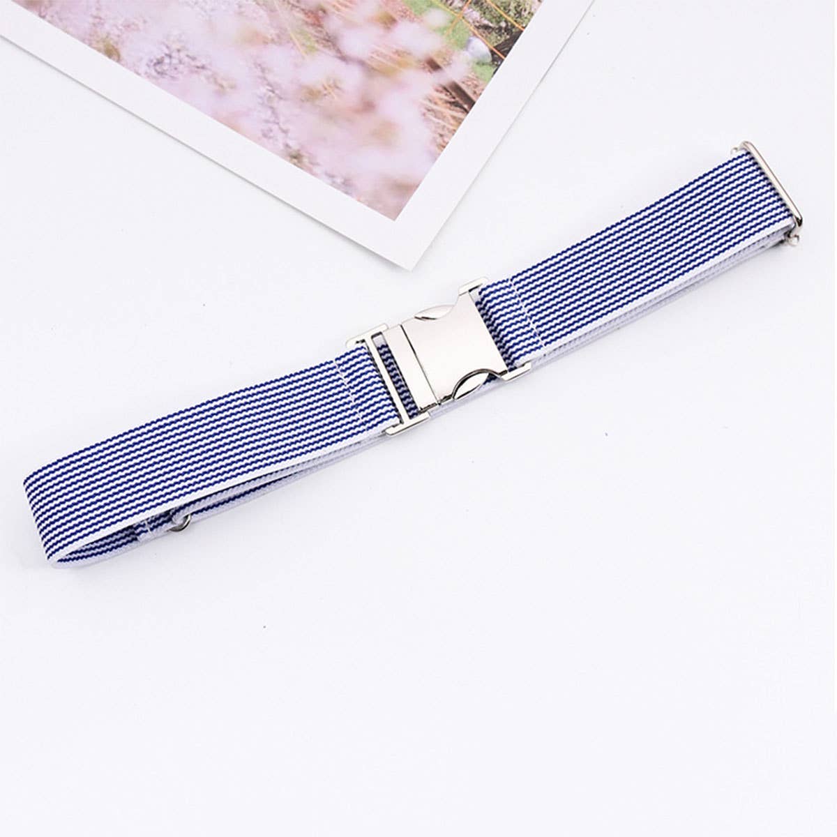 ALLOY BUCKLE ADJUSTABLE ELASTIC BRAIDED BELT_CWABE0676