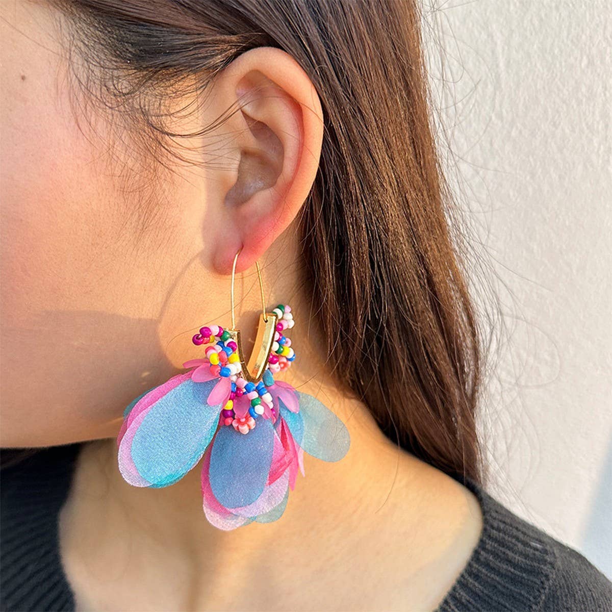V-Shaped Beaded Tassel Earrings ? Bold Statement