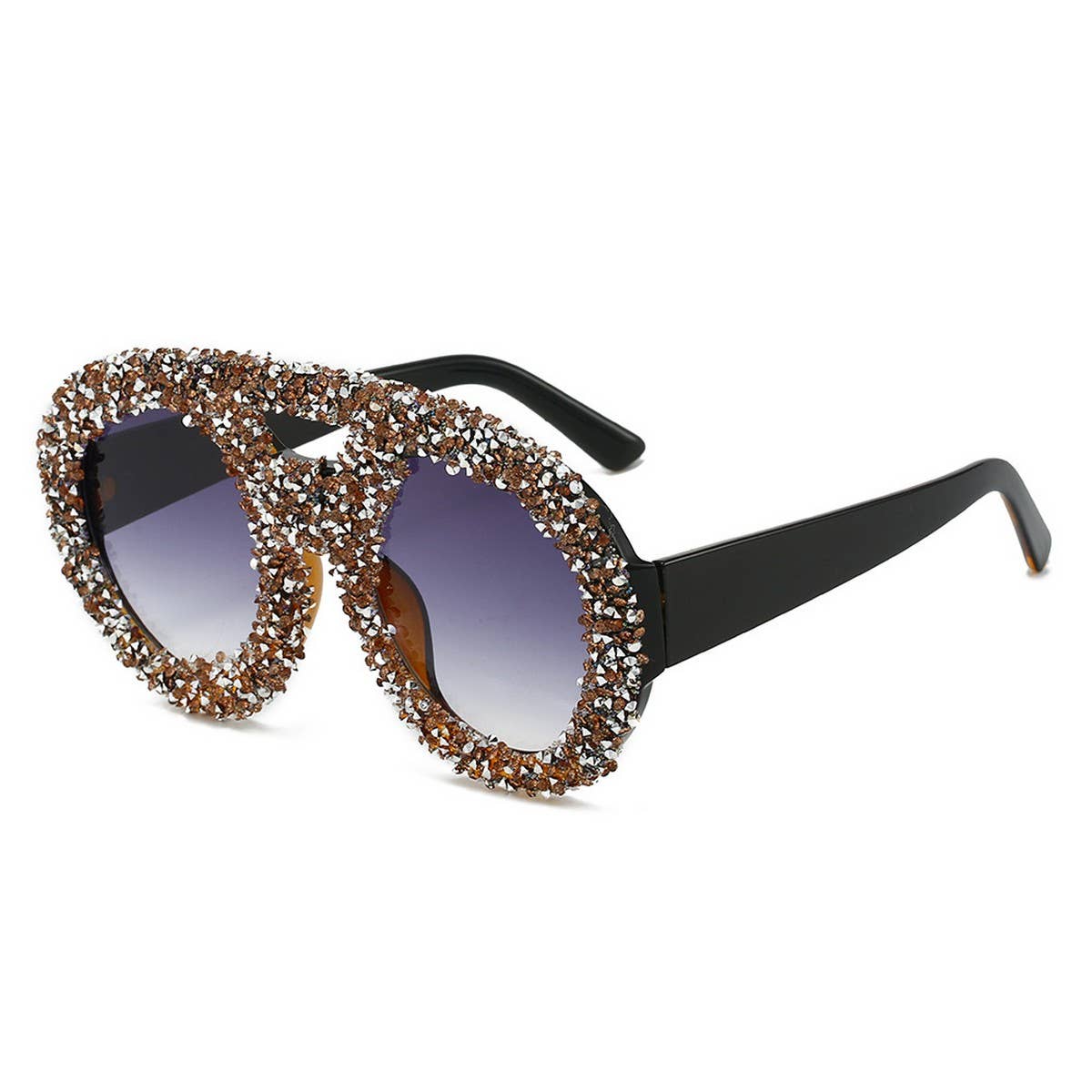 DOUBLE BEAM LARGE FRAME ROUND SUNGLASSES