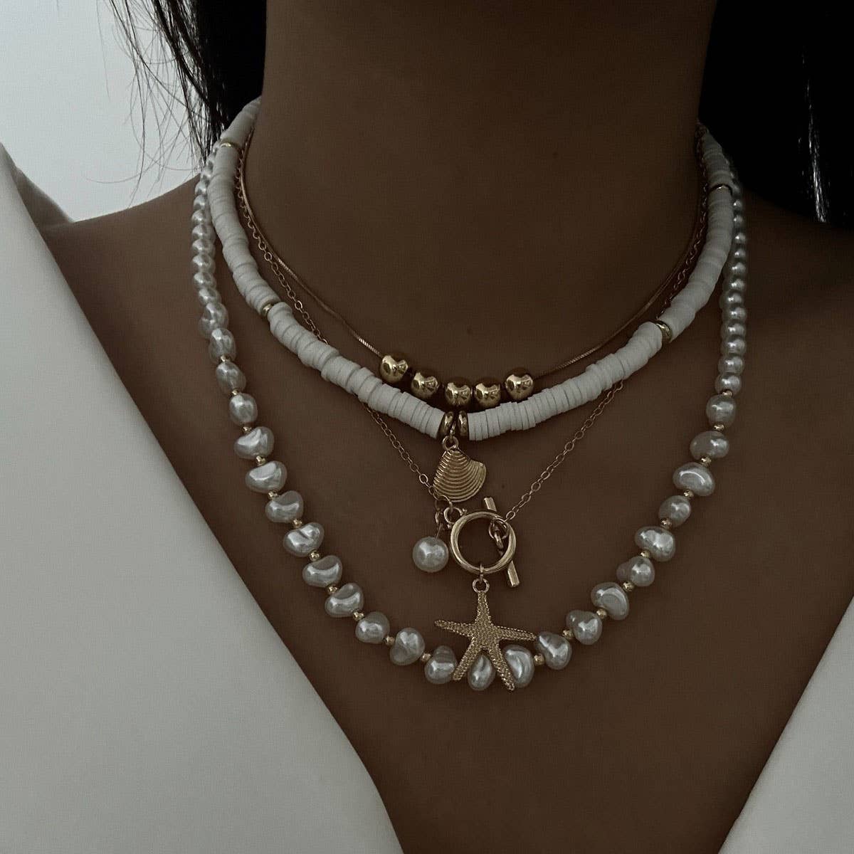 NICHE ALLOY IRREGULAR MULTI-LAYER CLAVICLE CHAIN_CWMM3141
