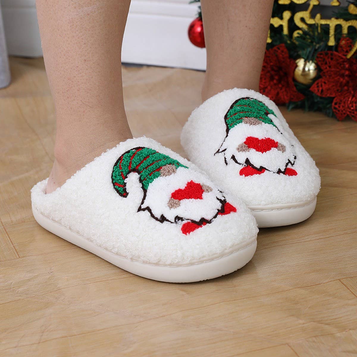CHRISTMAS DWARF PATTERN WINTER COTTON SLIPPERS