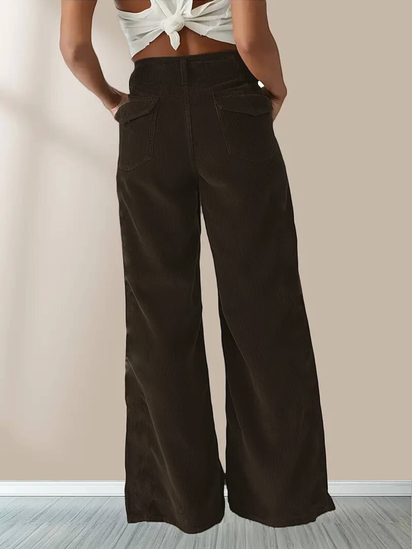 SLIM SLIM CASUAL STRAIGHT PANTS WITH HIGH WAIST