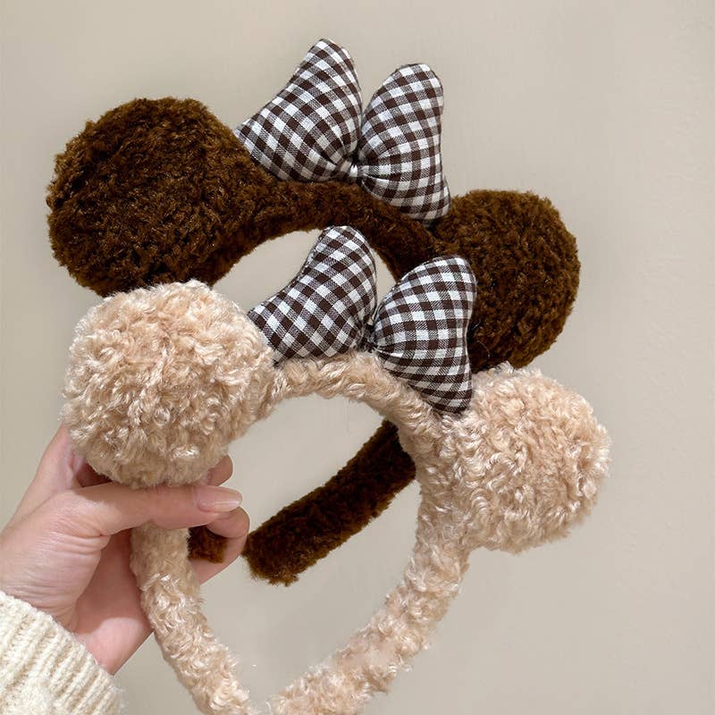 Cute bow stuffed bear high top headband