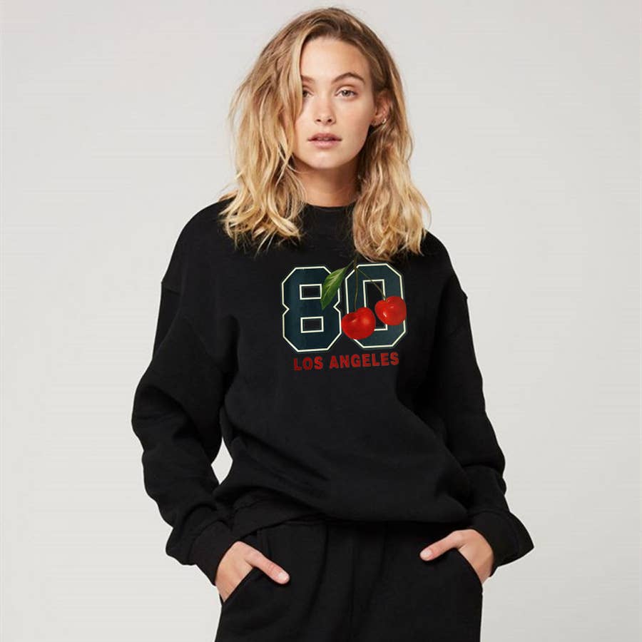 DROP SHOULDER LOOSE CREW NECK LONG SLEEVE HOODIE