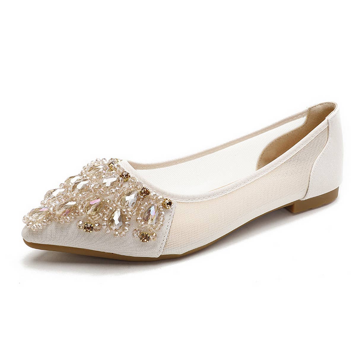 LIGHT RHINESTONE POINTED TOE FLATS
