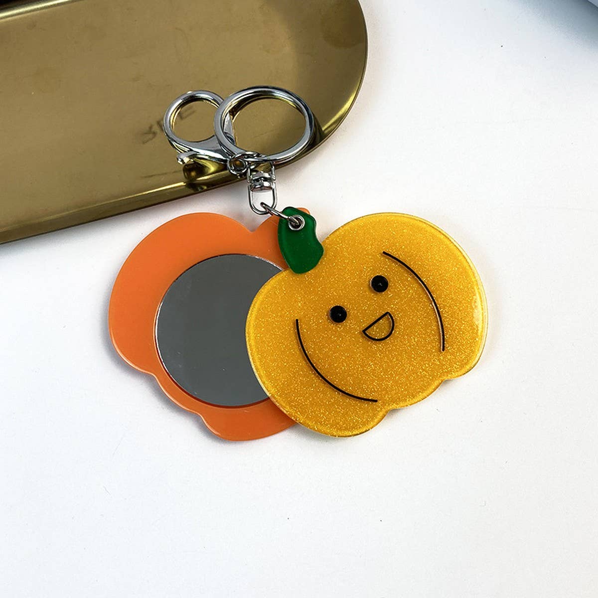 Pumpkin Keychain Makeup Mirror, Cute & Portable_CWMM6382