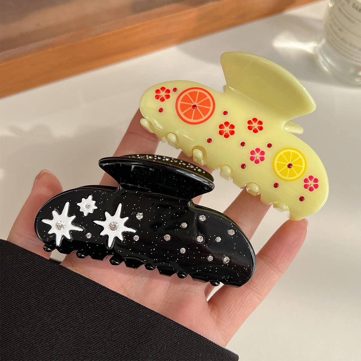 Lemon Yellow Acetate Hair Claw, Back Bun Clip