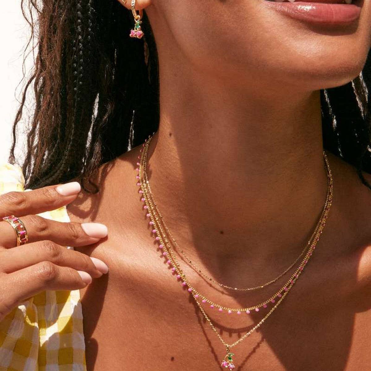 Simple fruit zircon clavicle necklace_CWMM5308