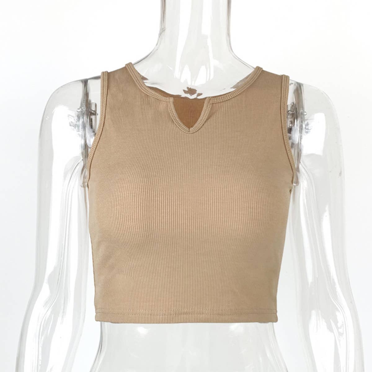 Slim-fit V-neck rib vest sleeveless vest