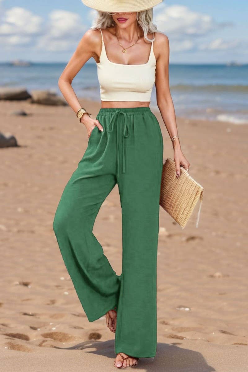 CWBLP1978_CASUAL DRAWSTRING WAIST POCKET RELAXED FIT PANTS