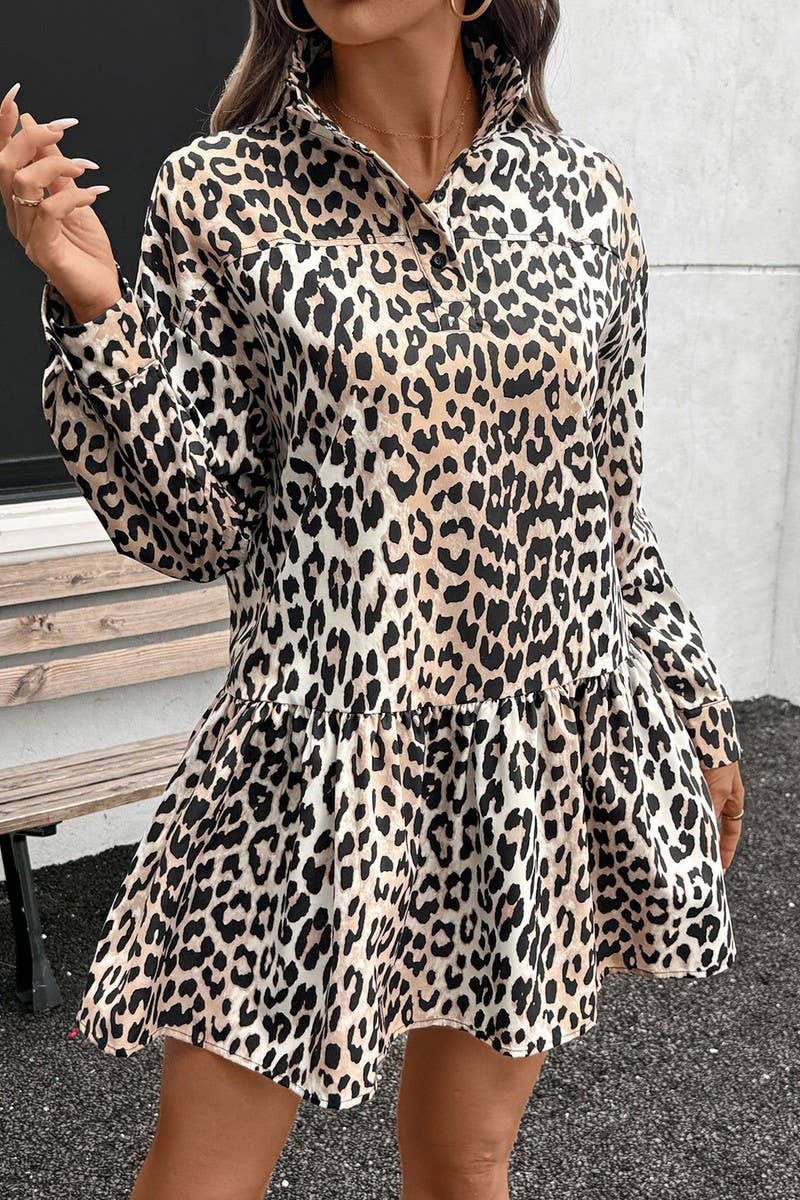 CWDSD8741_VINTAGE LEOPARD PRINT A-LINE MINI DRESS