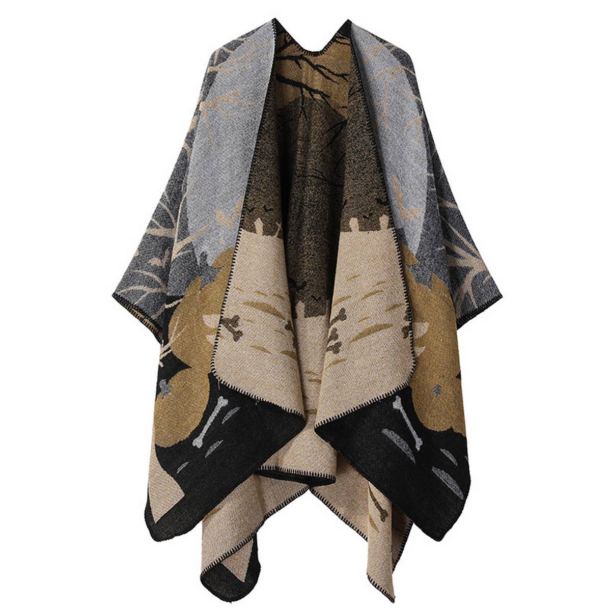 CAPE IMITATION CASHMERE SLIT THICKENED CAPE_CWASC2216