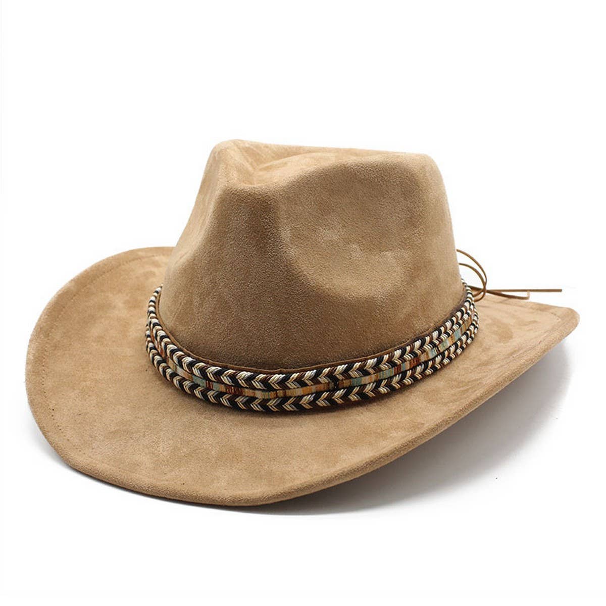 Faux Suede Cowboy Hat with Braided Band Unisex_CWAH2504