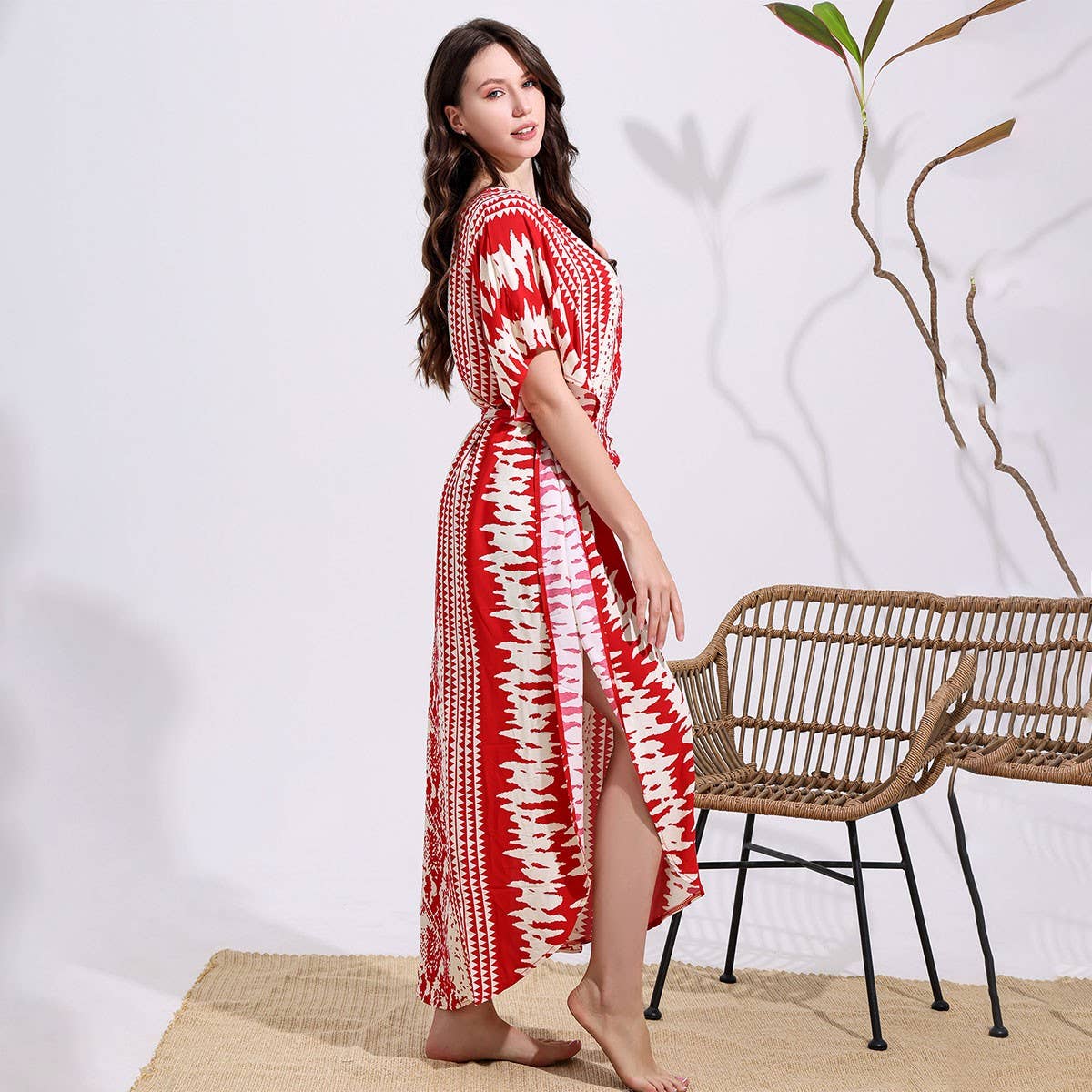 Snake Print Cotton Blend Beach Cover-Up_CWMM6144