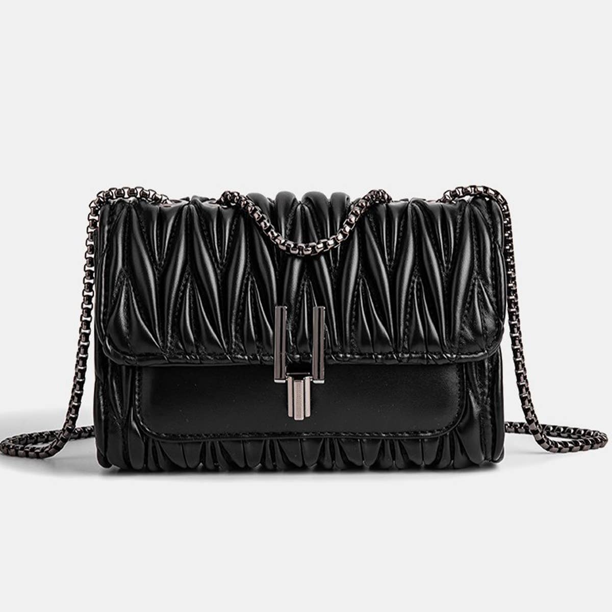 PLEATED CHAIN BAG ONE SHOULDER CROSSBODY BAG_CUAB0164