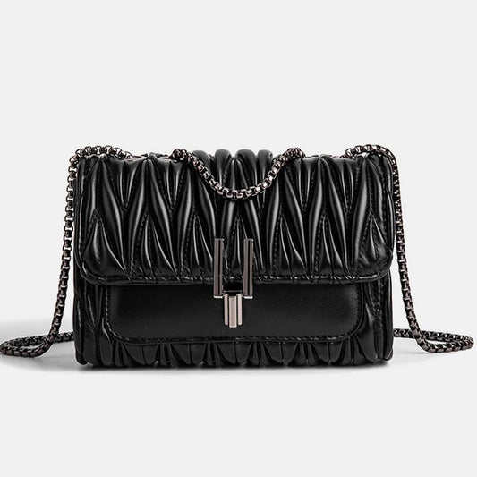 PLEATED CHAIN BAG ONE SHOULDER CROSSBODY BAG_CUAB0164