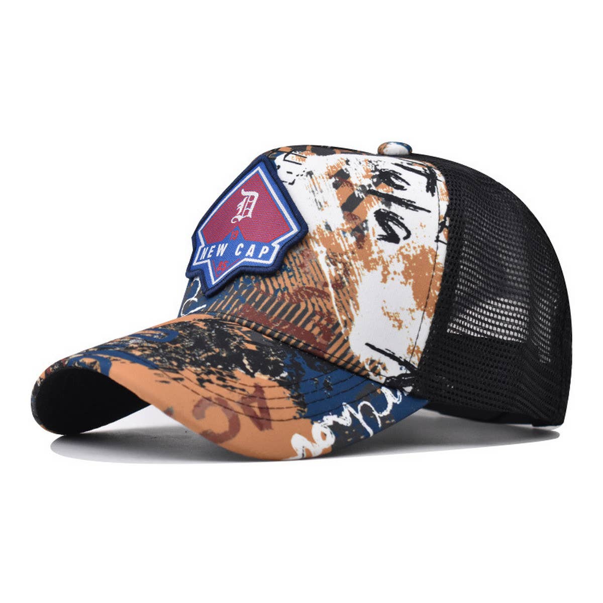 VINTAGE B LETTER PATCH GRAFFITI TRUCKER HAT_CWAH1369