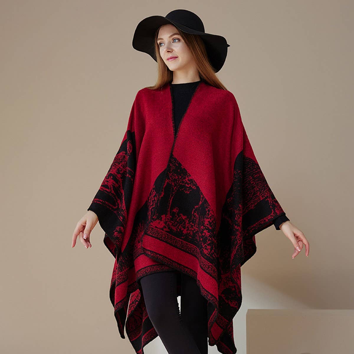 CAPE DARK DOUBLE-SIDED WARM OUTER WEAR THICK SHAWL_CWASC2126