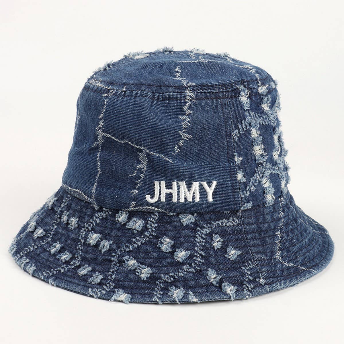 CWAH1514_VINTAGE LETTERING EMBROIDERED DENIM BUCKET HAT