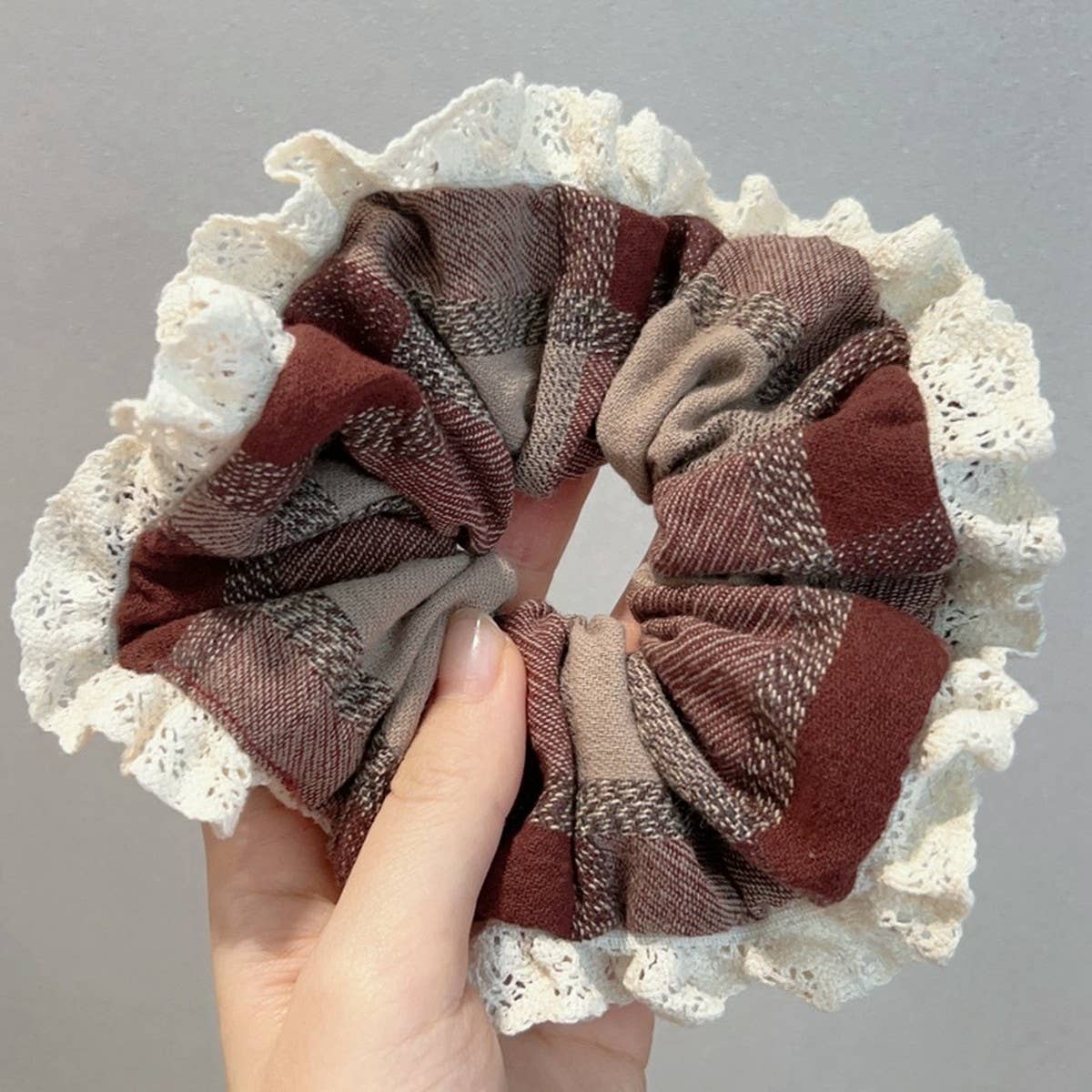 GENTLE RETRO PLAID LARGE COLO HAIR SCRUNCHIES