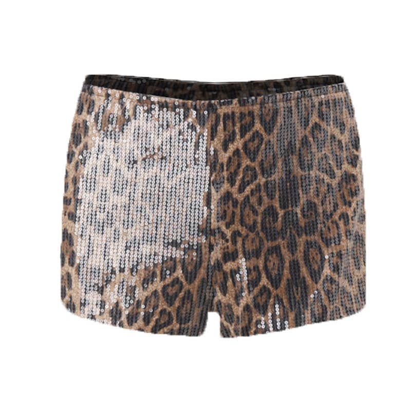 Sexy leopard print tight low-rise shorts