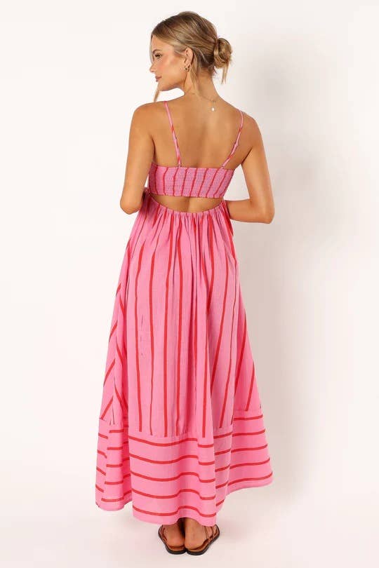 Backless swing Striped sleeveless halter dress