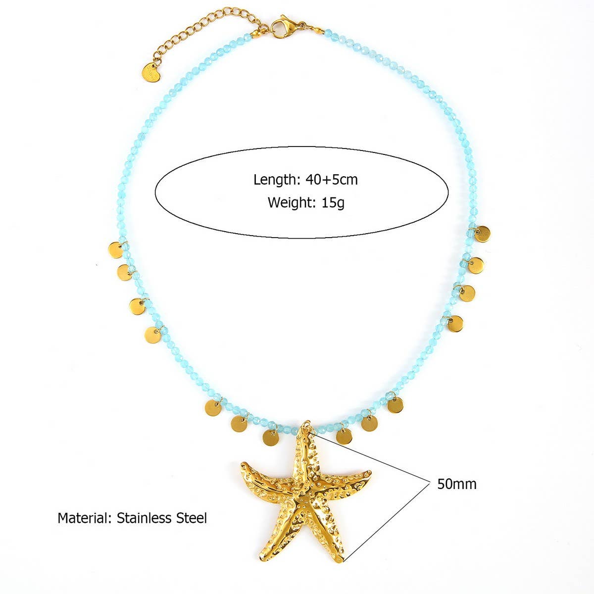 Ocean Style Flower Necklace with Starfish Charm_CWMM8825