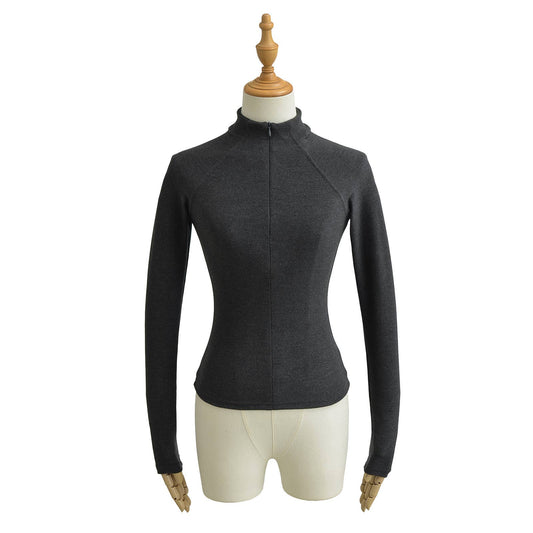 Half Turtleneck Solid Color Velvet Primer