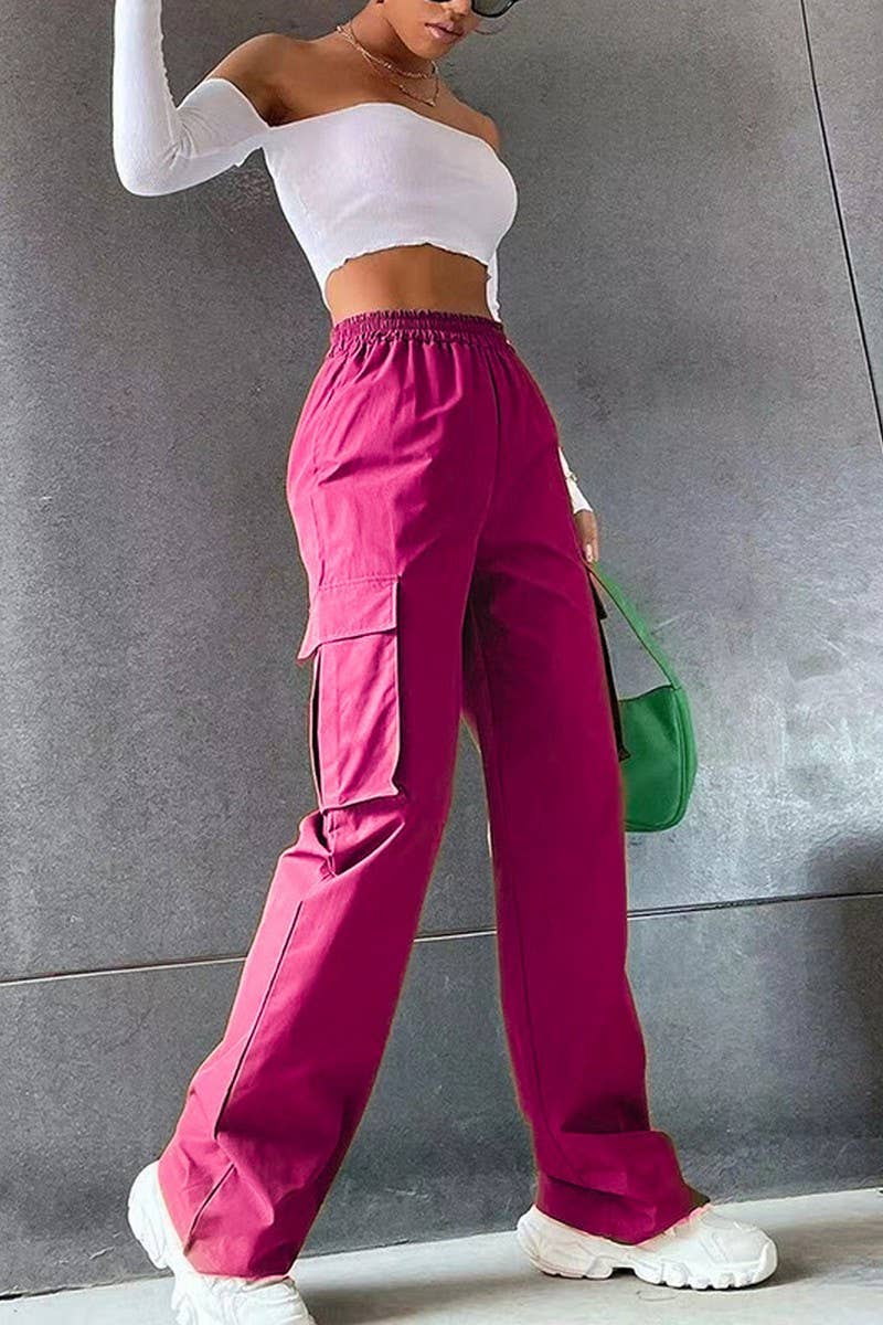 Elastic high-waisted straight-leg overalls