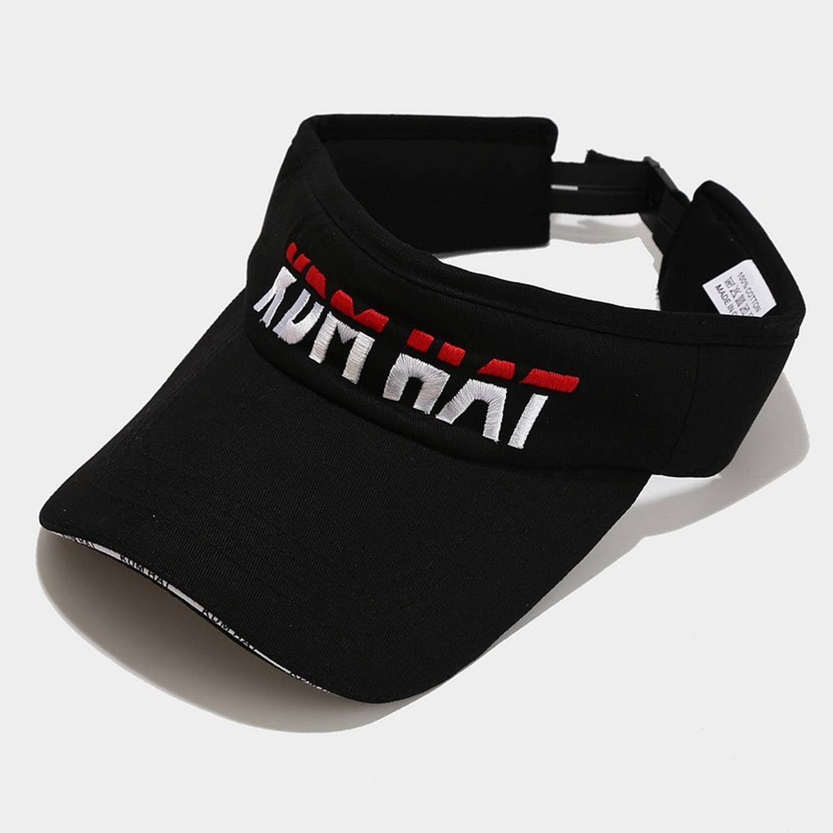 Extended Brim Sun Visor Hat with Letter Embroidery_CWAH3315