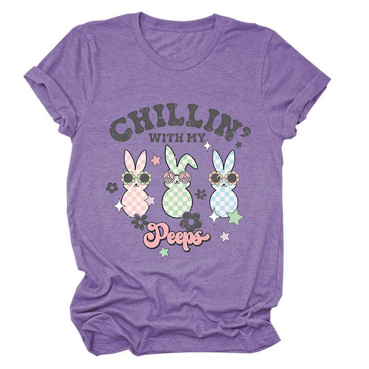 EASTER CUTE BUNNY LOOSE COMFORT SHORT SLEEVE TEES_CWTTS0867