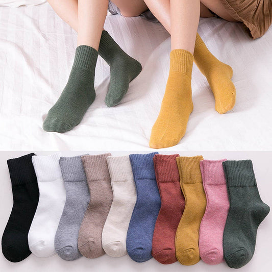 NEW SOLID COLOR HIGH CUFF WOMEN'S MID-CALF SOCKS_CWMS1392