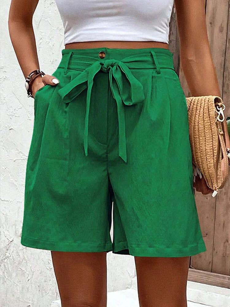 Simple Casual Drawstring Elastic Waist Shorts