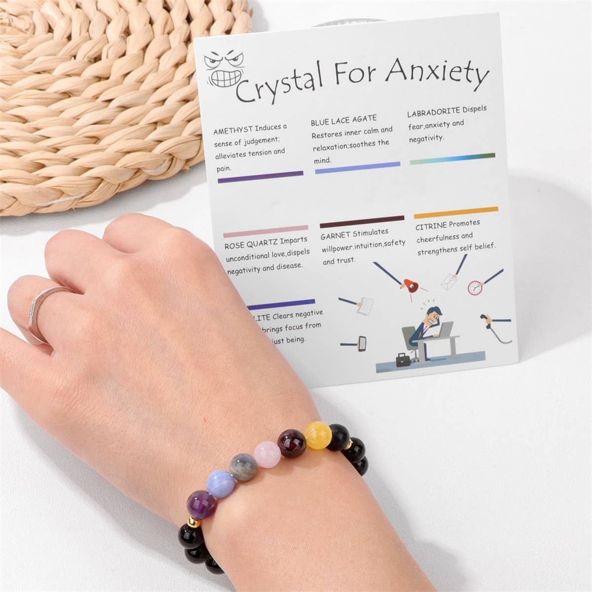 CWAJE4301_HEALING NATURAL STONE COLORFUL ELASTIC BRACELET