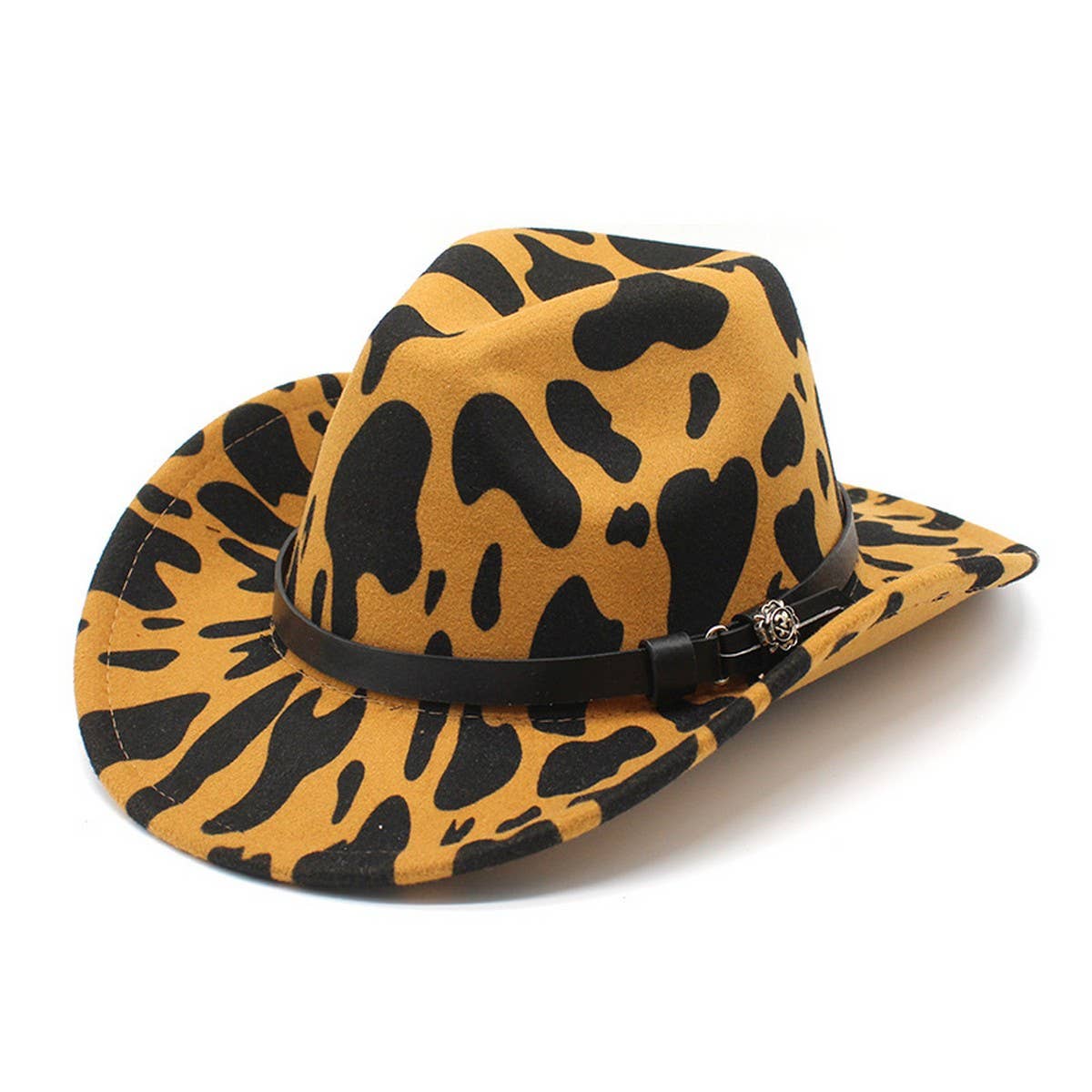 COLORBLOCK COW PATTERN WOOL WIDE BRIM JAZZ HAT_CWAH2553