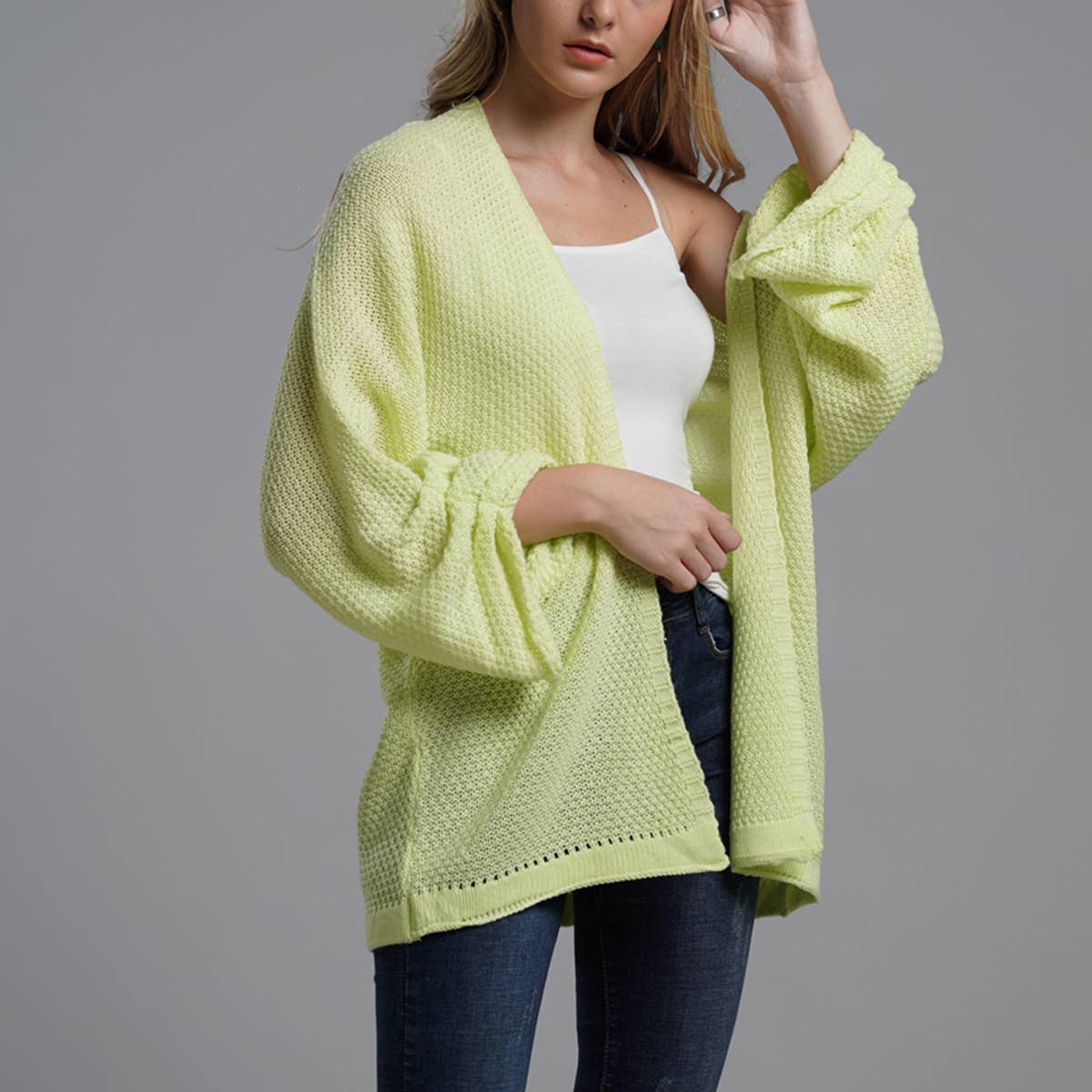SOLID COLOR KNIT CARDIGAN SWEATER COAT
